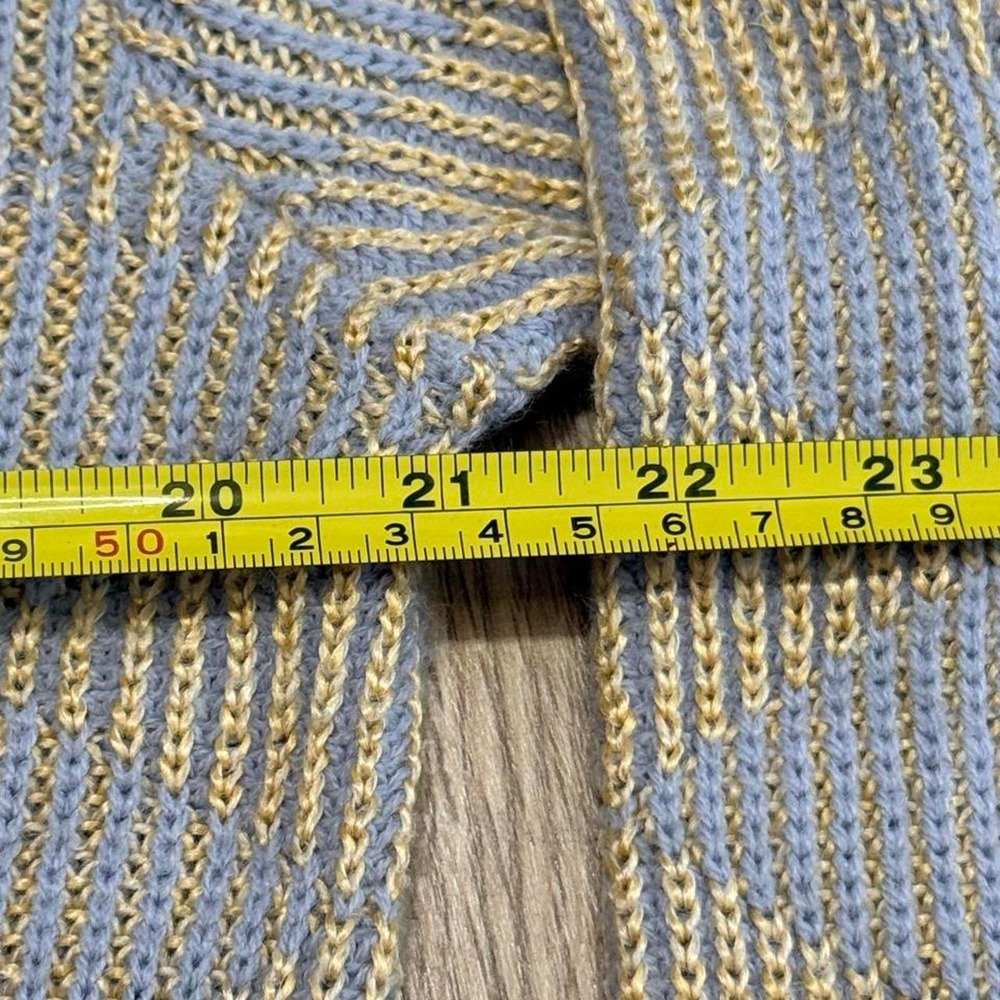 Christian Dior Vintage Diamond Knit Sweater Blue Yellow Linen Blend Large USA - Picture 4 of 6